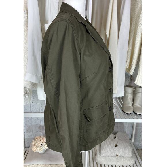 Gap Women's Sz XL 100% Cotton Olive Green Button Up Utility Blazer Jacket #0562 - Picture 5 of 11